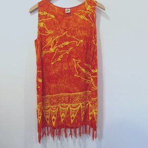 Dalila Orange Dolphin Swim Coverup Tunic Size S